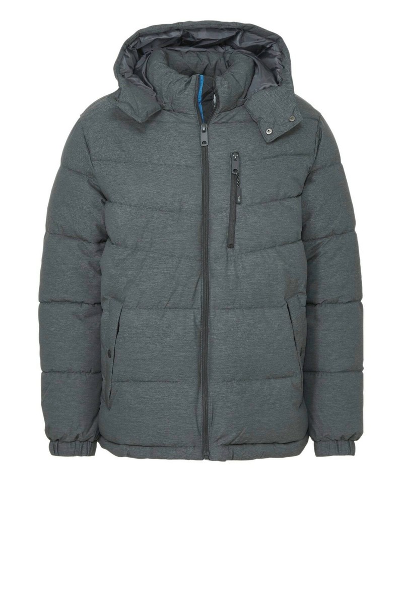 NWT EDC Men's 'PUFFER' Gray HOODED PUFFER JACKET S