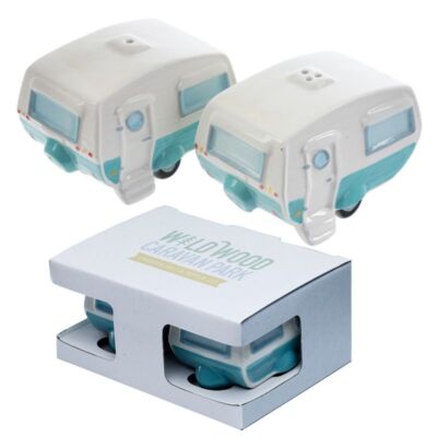Home is Where You Park It Wohnwagen Salz & Pfeffer Keramik Shaker Cruet Set Neuheit