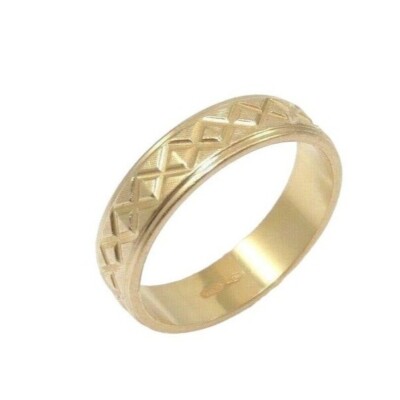 Massiver 18K Gelbgold Diamantschliff Zick Zack Eternity Band Ring Größe 5,5