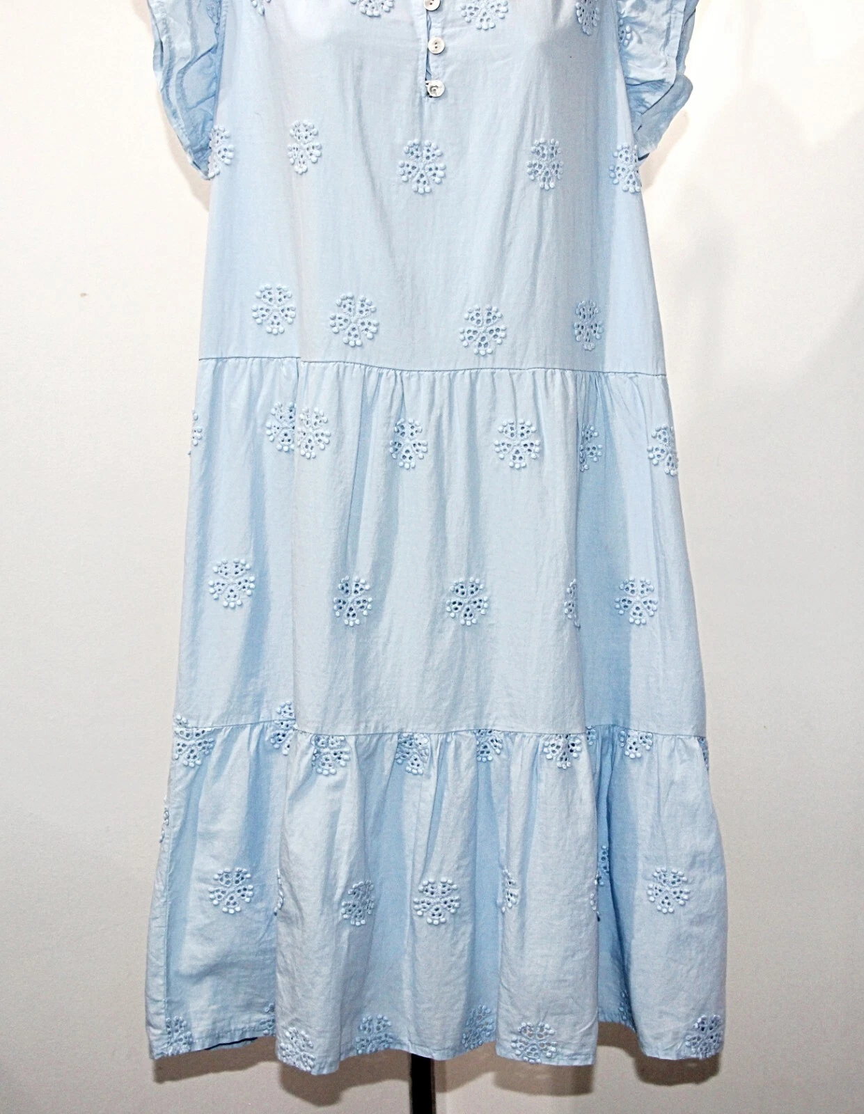 VALENTINO Abito lungo VALENTINA NALDI 100% cotone manica svasata scollo Henley 40" tg XL