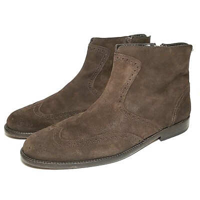Luca Valentini Mens Boots Brown Size 44 Wingtip Luca Valentini Mens Boots Brown Size 44 Wing Tip Side Zip  main image 4