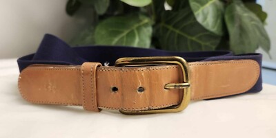 Douny and Bourke Navy Canvas Brown leather Belt Size 34/36  display picture 1