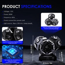 LED Laser Moving Head Light RGBW Rotating Beam Stage Lights DMX512 DJ Lighting
