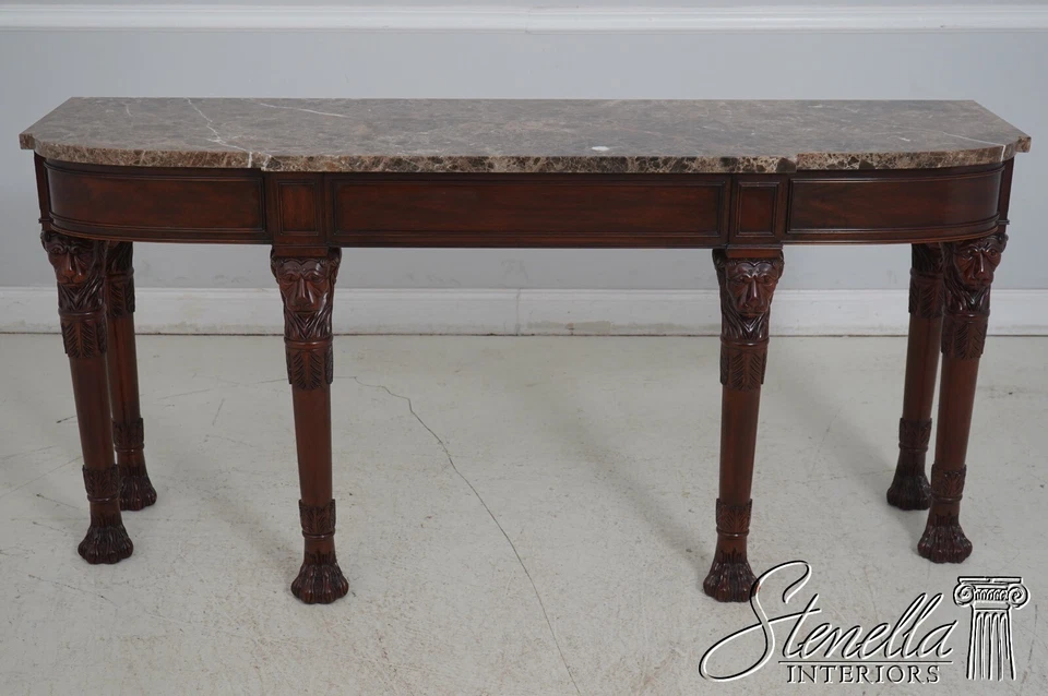 64752EC: HENKEL HARRIS Marble Top Model 5772 Lion Head Mahogany Console Table - Image 2 of 4