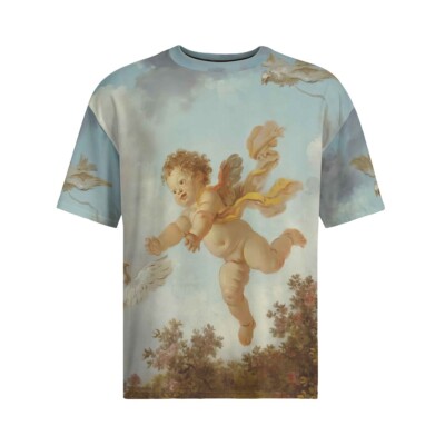 Fragonard Cupid Cherub Oversized 100% Cotton Tee Shirt T-Shirt Unisex Baroque