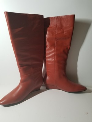 Firenze Rust Leather Womans Boots Size US6/EU36/UK4 Zipper Accent