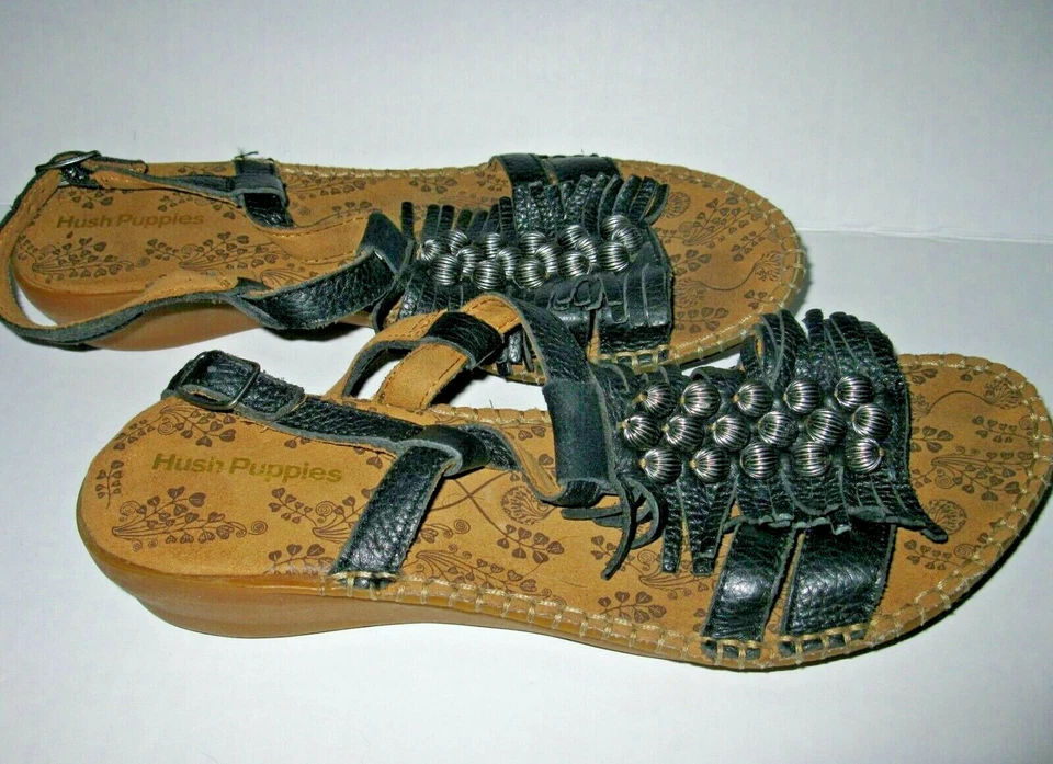 Женские кожаные сандалии Hush Puppies размер 9 с кожаной бахромой и бисером - Изображение 3 из 4