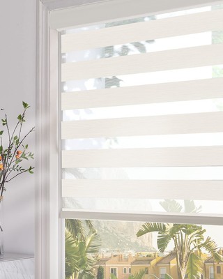 Persilux Zebra Blinds Roller Shades (34'' W X 72'' H, Beige) Dual Layer Roller She