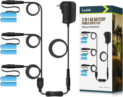 1 to 3 AC Power Supply Adapter Kit with On/Off Switch, Battery Replacement for A
