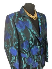 Artigiano Womens Blue Green Floral Evening Jacket Blazer Uk 16 Eu 44