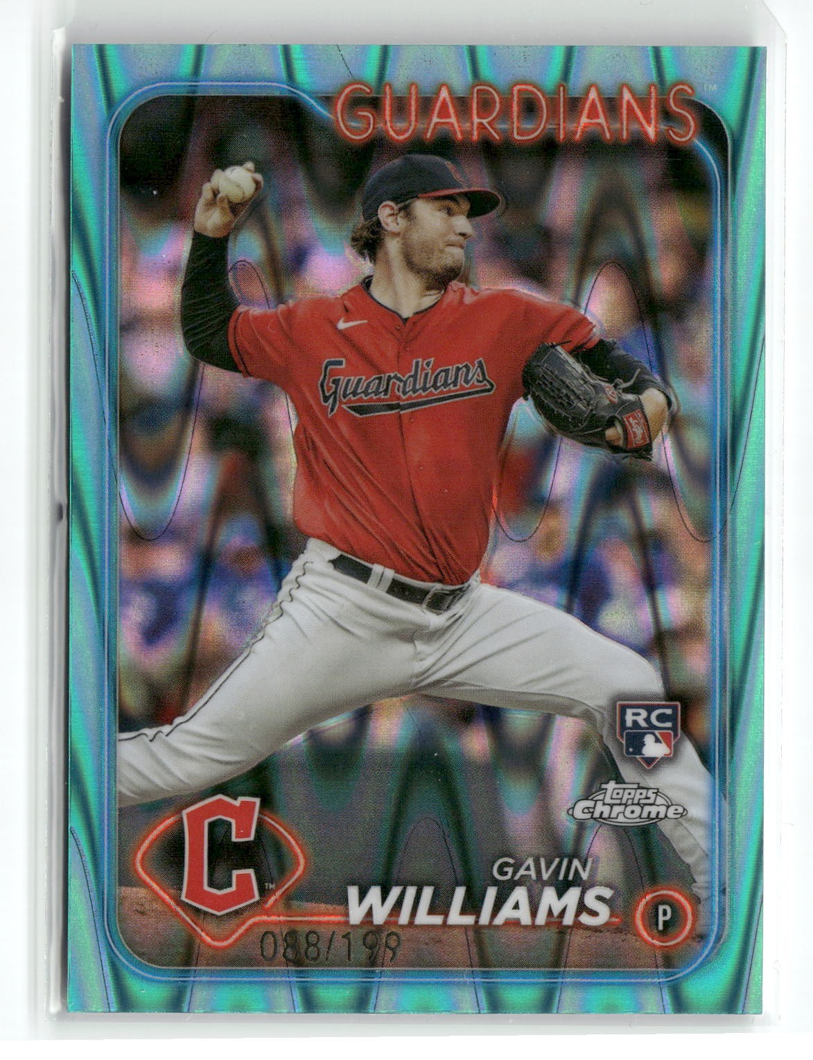 2024 Topps Chrome #15 Gavin Williams Aqua Refractors /199 Cleveland Guardians