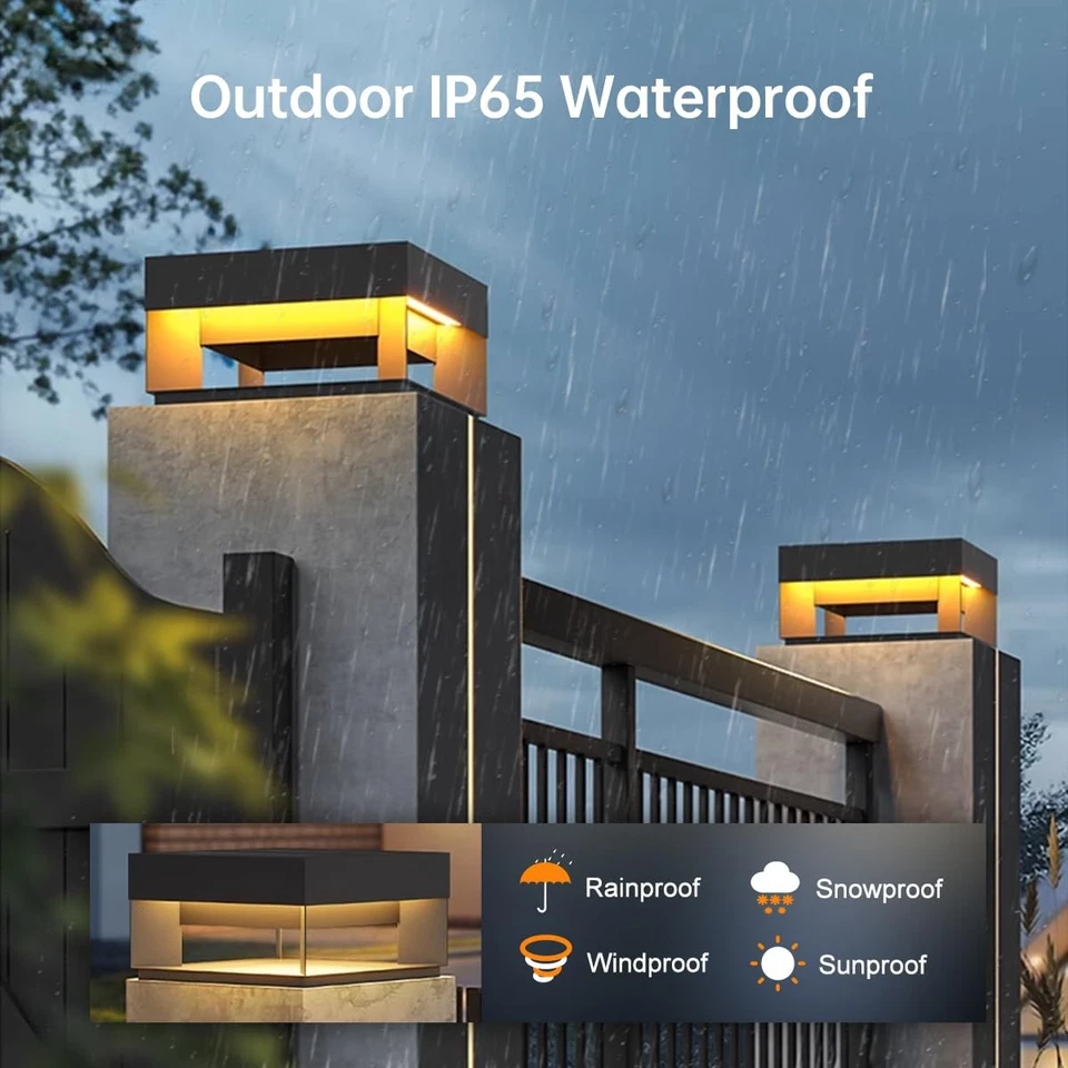 Luzes de pilar modernas de luxo com iluminação LED quente - Aço inoxidável externo... - Imagem 3 de 4