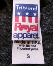 AMERICAN APPAREL ROYAL TRIBLEND T SHIRT S UNION NATCA AIR TRAFFIC RAYON USA MADE