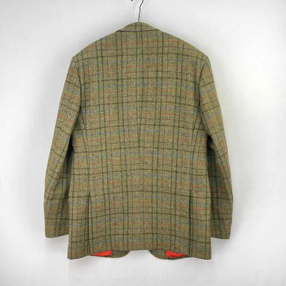 Chaqueta Hackett Harris Tweed Para Hombres 42L Verde Cuadros Lana Hacking Deportes Blazer Foto 2 de 4