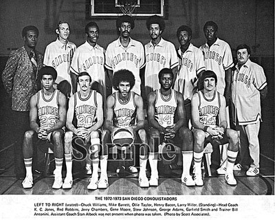 72 - 73  ABA San Diego Conquistadors Inaugural Season Team Picture 8 X 10 Photo 
