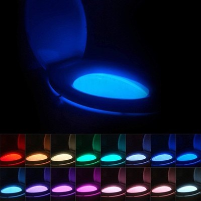 Toilet Bowl Night Light Motion Sensor, 16 Color Changing LED Gadgets for Bathroo