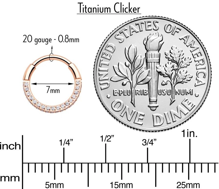 20 Gauge Rose Gold PVD Implant Grade Titanium Triple Sided Micro Gem Hinged Nose - Image 4 of 4