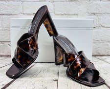 Via Spiga Tortoise Shell Lucite Slide Heels Size 10 M Made In Italy Vintage