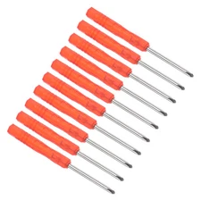 10pcs Tiny Phillips Screwdriver 3mm Cross Head Driver W Non-Slip Red Grip