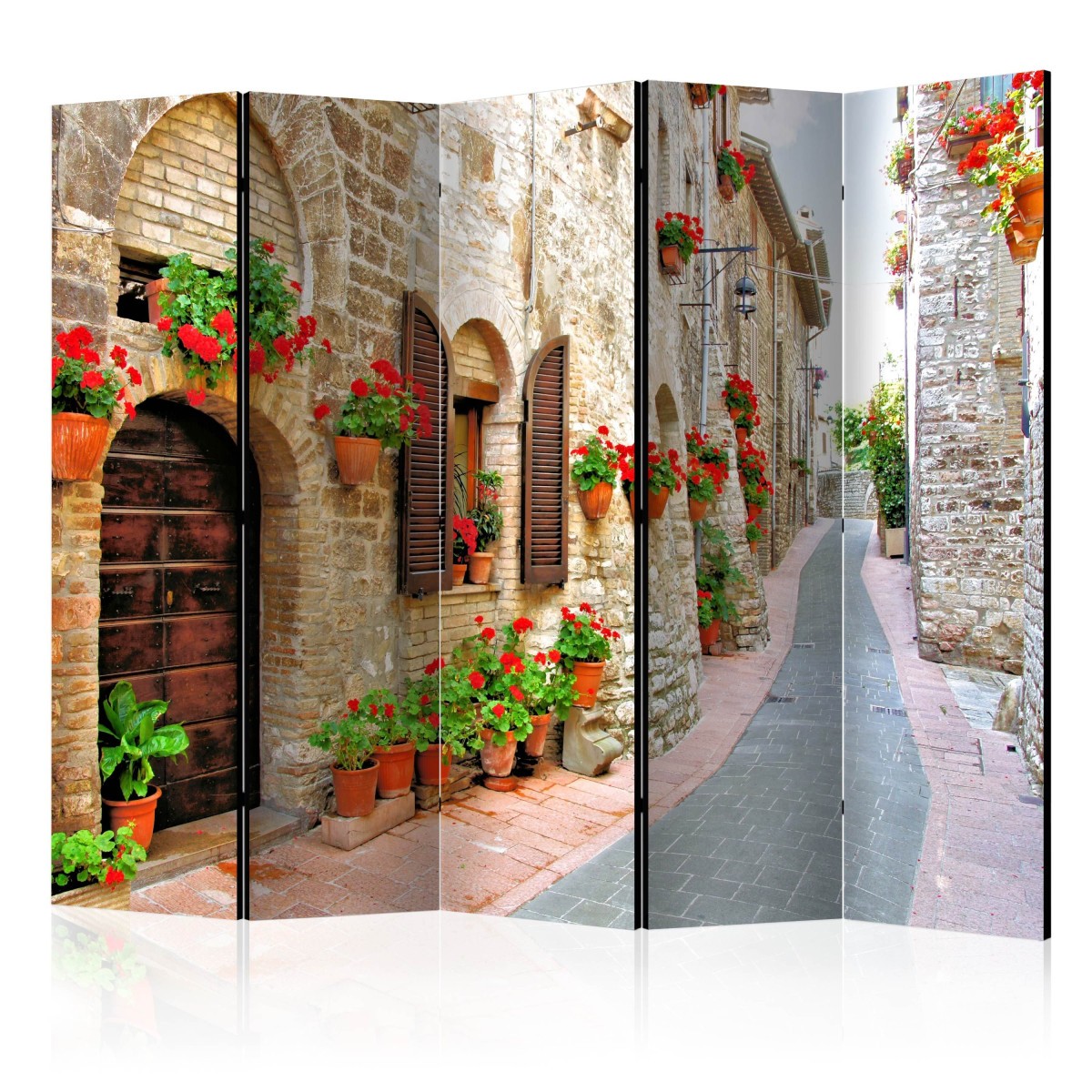 Paravent 5 volets Italian Province en toile premium et bois massif de prestige 172x225cm