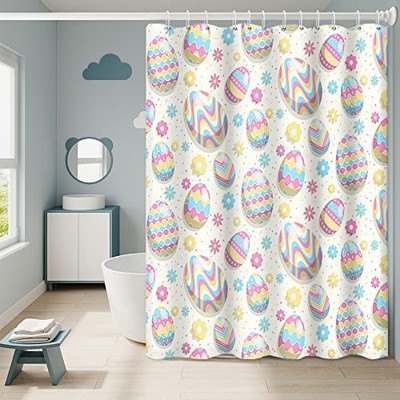 Happy Easter Shower Curtains for Bathroom Cartoon 72''W x 84''L (Pack of 1)