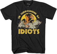 Disney Lion King Scar Surrounded by Idiots Adult T-Shirt(Black,XXXL)