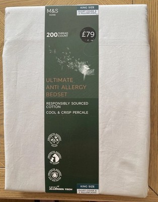 MARKS AND SPENCER ULTIMATIVES ANTIALLERGIE SILBERGRAU KING SIZE BETTWÄSCHE SET