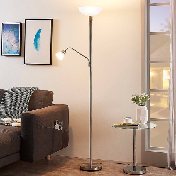 Lindby Stehlampe, Deckenfluter Verstellbarer Lesearm, Standleuchte 1X E27 Max. 1-image