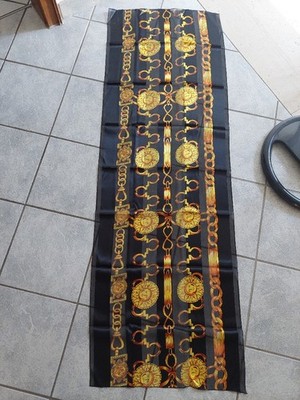 Tuch Schal schwarz/gelb 155x50 cm Antificial silk NEU Sonne