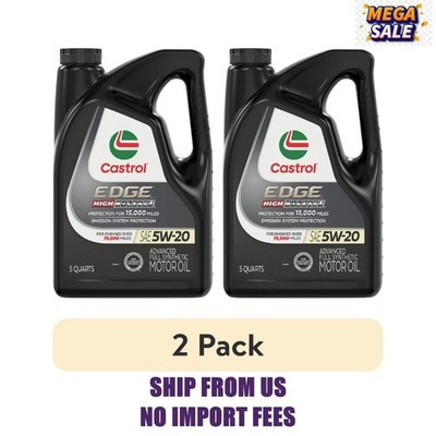 (2 pack) Castrol EDGE High Mileage 5W-20 Advanced Full Synthetic Motor Oil, 5 Qu