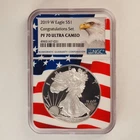2019 W American Silver Eagle Dollar NGC PF 70 Ultra Cameo Congratulations Set