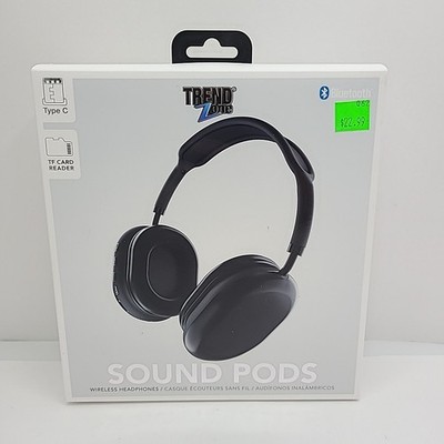 Sound Pods Over Ear Bluetooth Wireless Headphones Black Trend Zone New In Box 