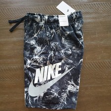 NWT NIKE Boys Black White Sportswear Camo Print Logo French Terry Shorts L 40
