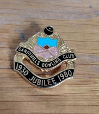 Vintage Sandyhill  Bowlin Club Enamel Badge Bowls Scotland Jubilee 1930-1980