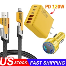 120W Fast Type C Wall Charger , 4-In-1 Super Fast 4FT Cable For Cell Phone iPad 