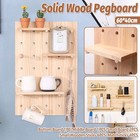 Wooden Pegboard Wall Shelf Hanging Storage Shelf For Home Office Display Sturdy