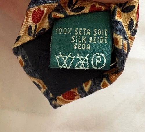 NWT Bolgheri vintage Nordstrom Silk Necktie Geometric Tulip Print Blue Red Gold image 7