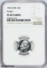 1963 Roosevelt Dime DDR FS-801 PROOF NGC PF69 CAMEO TOP POP PROOF PR69
