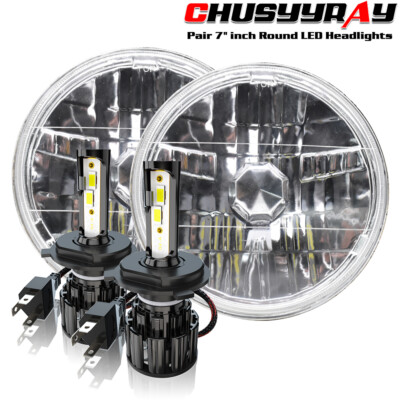 Newest Brightest Pair 7'' inch Round Led Headlights for Ford Bronco 1966-1977