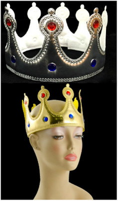 King Crown Costume Headpiece Hat Gold or Silver Maltese Cross Queen Prince NEW