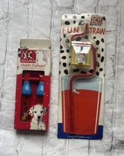 VINTAGE 101 DALMATIANS KIDS 2pc FLATWARE SET And Straw 1996