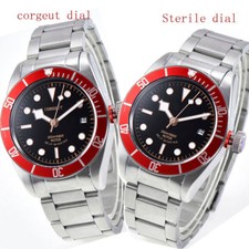 41mm CORGUET Black Dial Red Bezel Sapphire Miyota 8215 NH35 Automatic Mens Watch