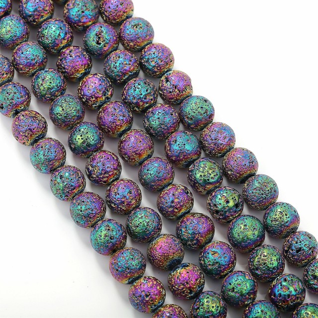 Rainbow Coated Lava Rock Stone Beads 6mm 8mm 10mm 15.5" Strand eBay