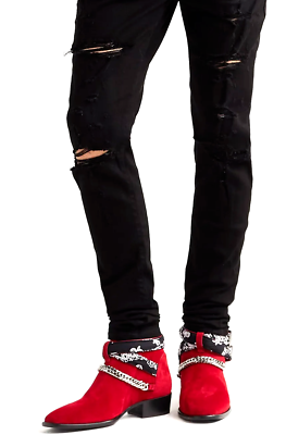 Amiri Suede Chain Boots Bandana Buckle Biker Stiefel Shoes Amiri Suede Chain Boots Bandana Buckle Biker Stiefel Shoes