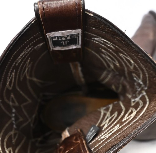 FRYE Billy Pull On Western Cowgirl Brown Leather Riding Boots Womens Sz 9.5 - Picture 10 of 12