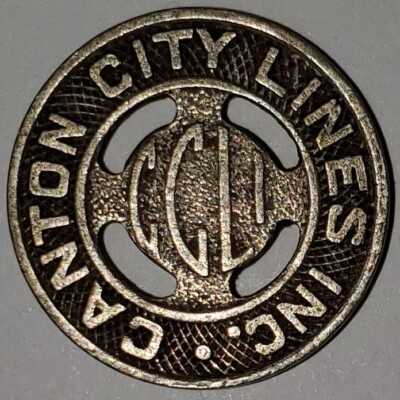 Canton City Lines Inc.; Fare Token; Ohio; 1937; Vintage; 5/8 