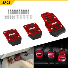 3 Pcs Red Car Universal Non-slip Manual Transmission Brake Foot Pedal Pad Cover
