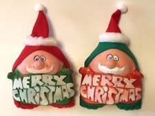 Lot 2 Vintage Dan Brechner Plush Toy Co. Santa Claus Merry Christmas Korea