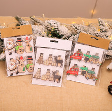 6Pcs Wood Santa Snowman Car Christmas Tree Photos Note Card Clips Party Decor