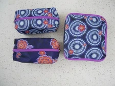 AVON 3 Makeup Cosmetic Toiletries Travel Bags Zipper Collapsible Nylon NEW